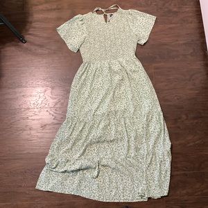 Green floral boho dress